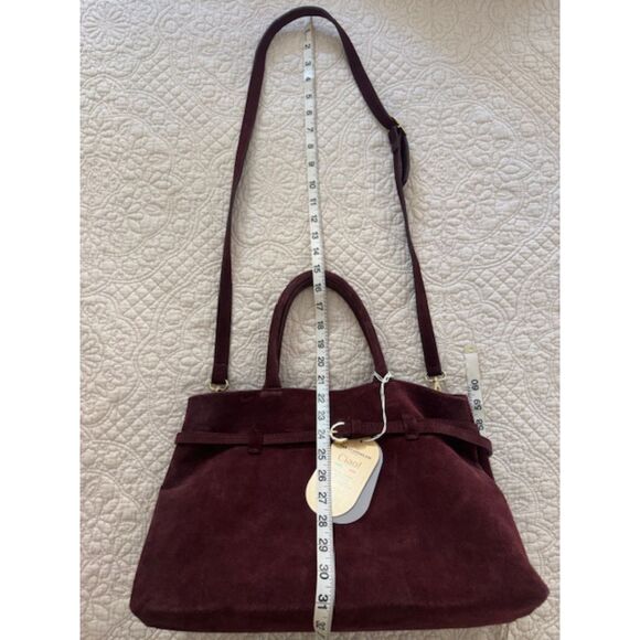 NWT Viola Castellani Ciao! Suede Leather Satchel, Wine, Made in Italy. - Picture 8 of 10